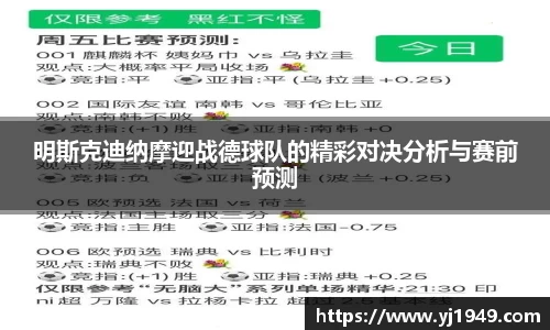 明斯克迪纳摩迎战德球队的精彩对决分析与赛前预测